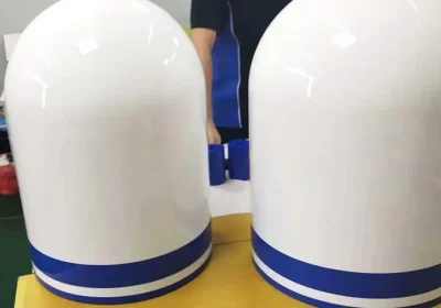 white glossy robot head shell